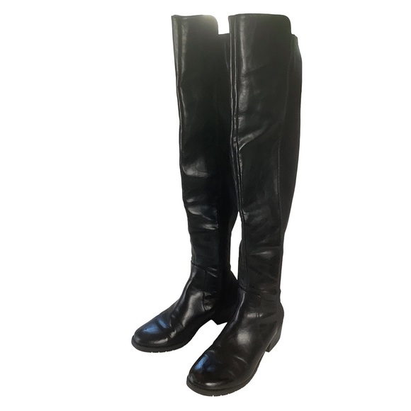 Lornah Over-the-Knee Black Faux Leather Boots | Size 9 - Picture 2 of 9